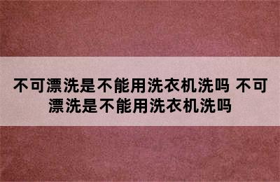 不可漂洗是不能用洗衣机洗吗 不可漂洗是不能用洗衣机洗吗